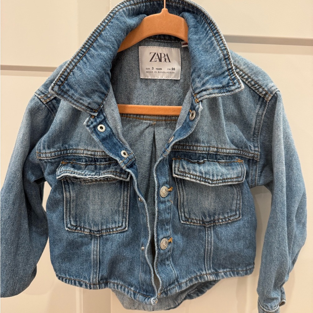 Zara Kids Light Blue Denim Jacket with Chest Pockets